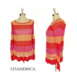 525 AMERICA STRIPED MESH SWEATER WOMENS SIZE L